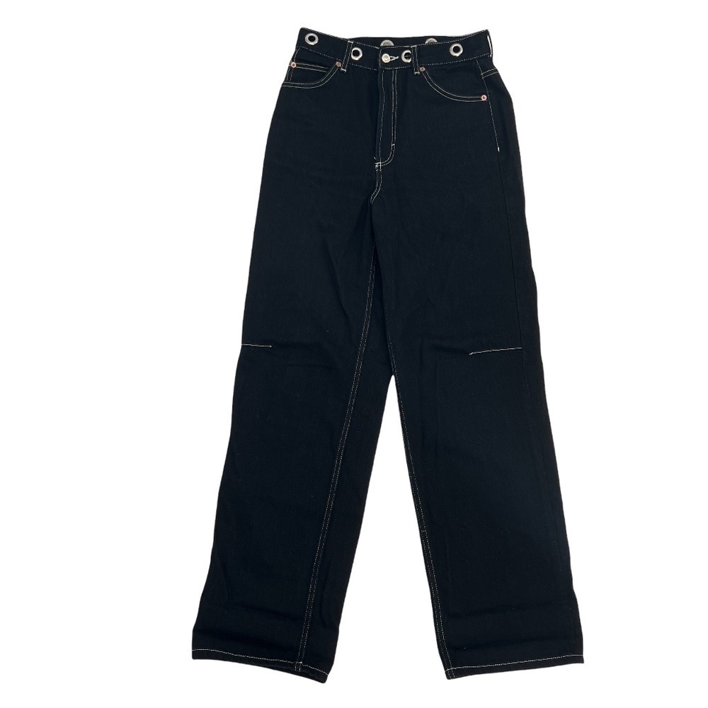 Topshop Black Mom Grommet Eyelet Waist Jeans Size 28 Women's